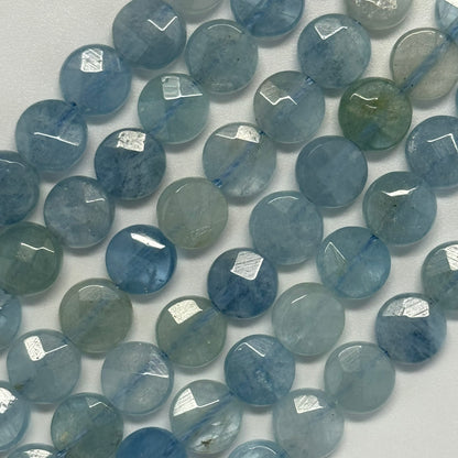 Aquamarine Lentil Gemstone Beads