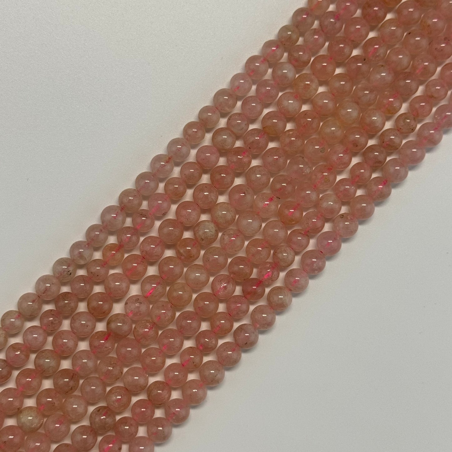 Morganite Polished Round Beads - (AA Quality)