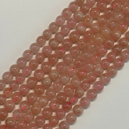 Morganite Polished Round Gemstone Beads - (AA Quality)