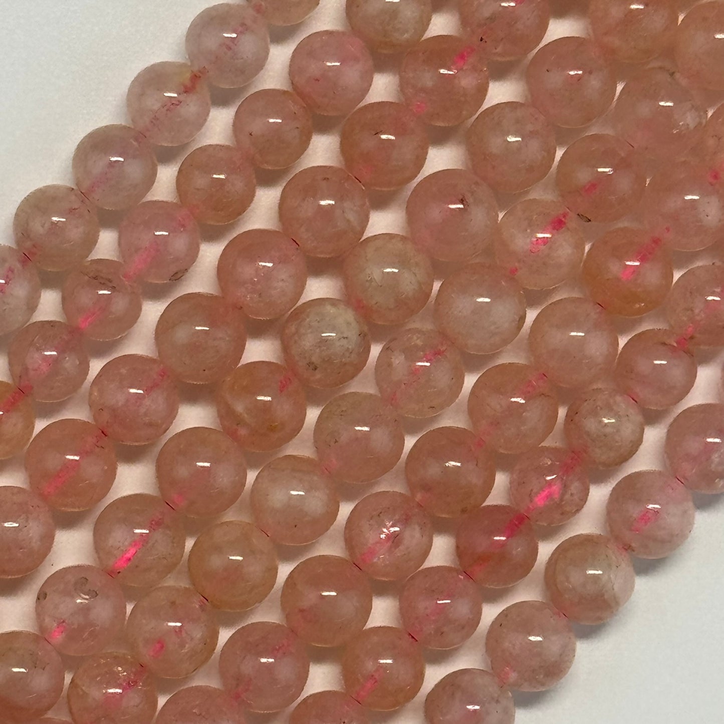 Morganite Polished Round Beads - (AA Quality)