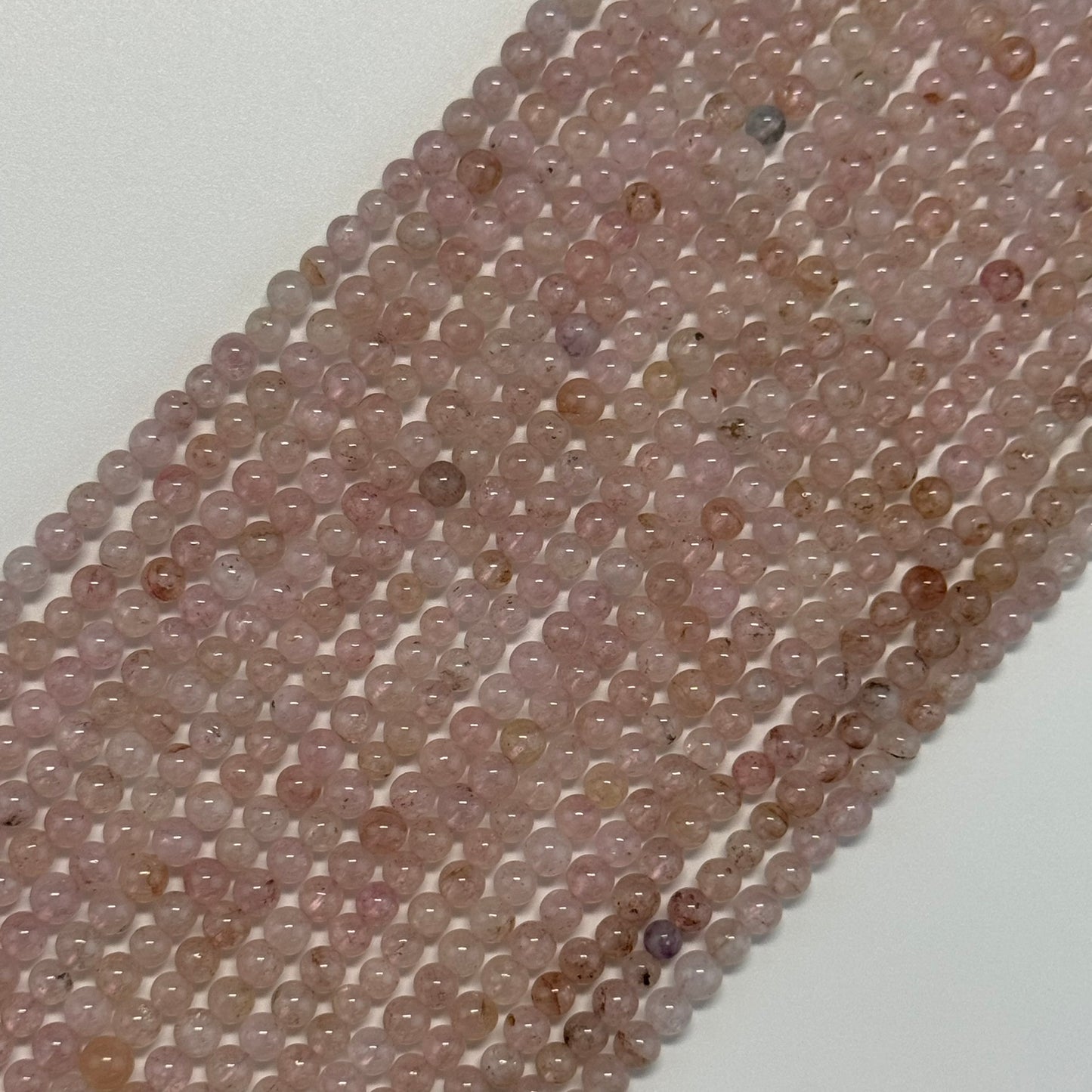 Morganite Polished Round Beads - (AA Quality)