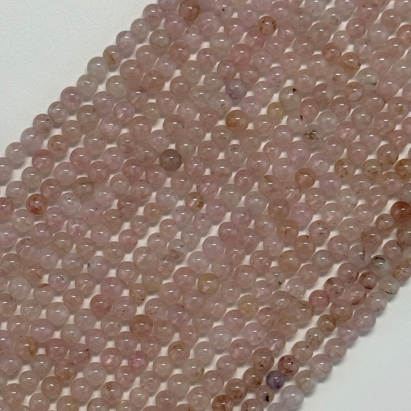 Morganite Polished Round Beads - (AA Quality)