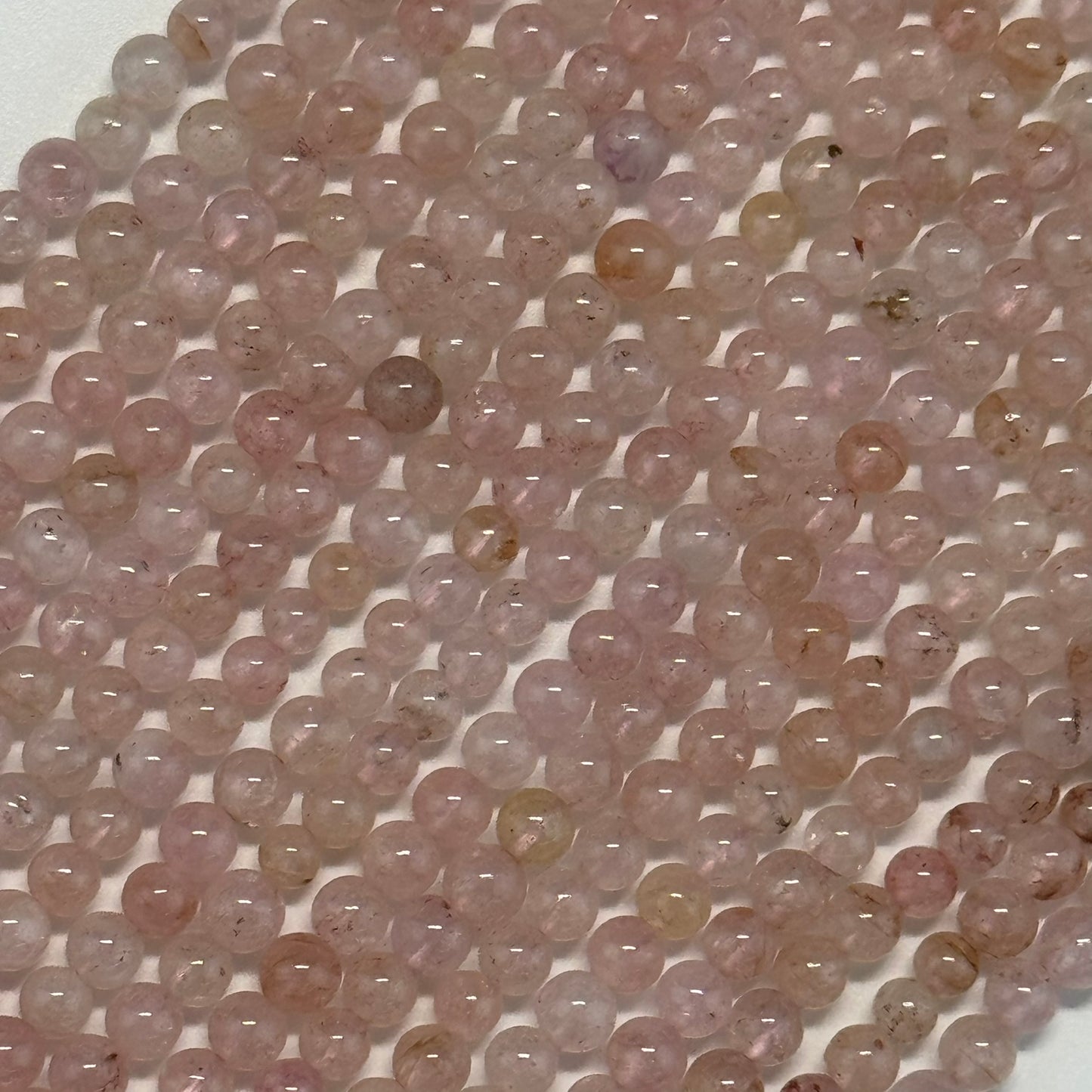 Morganite Polished Round Beads - (AA Quality)