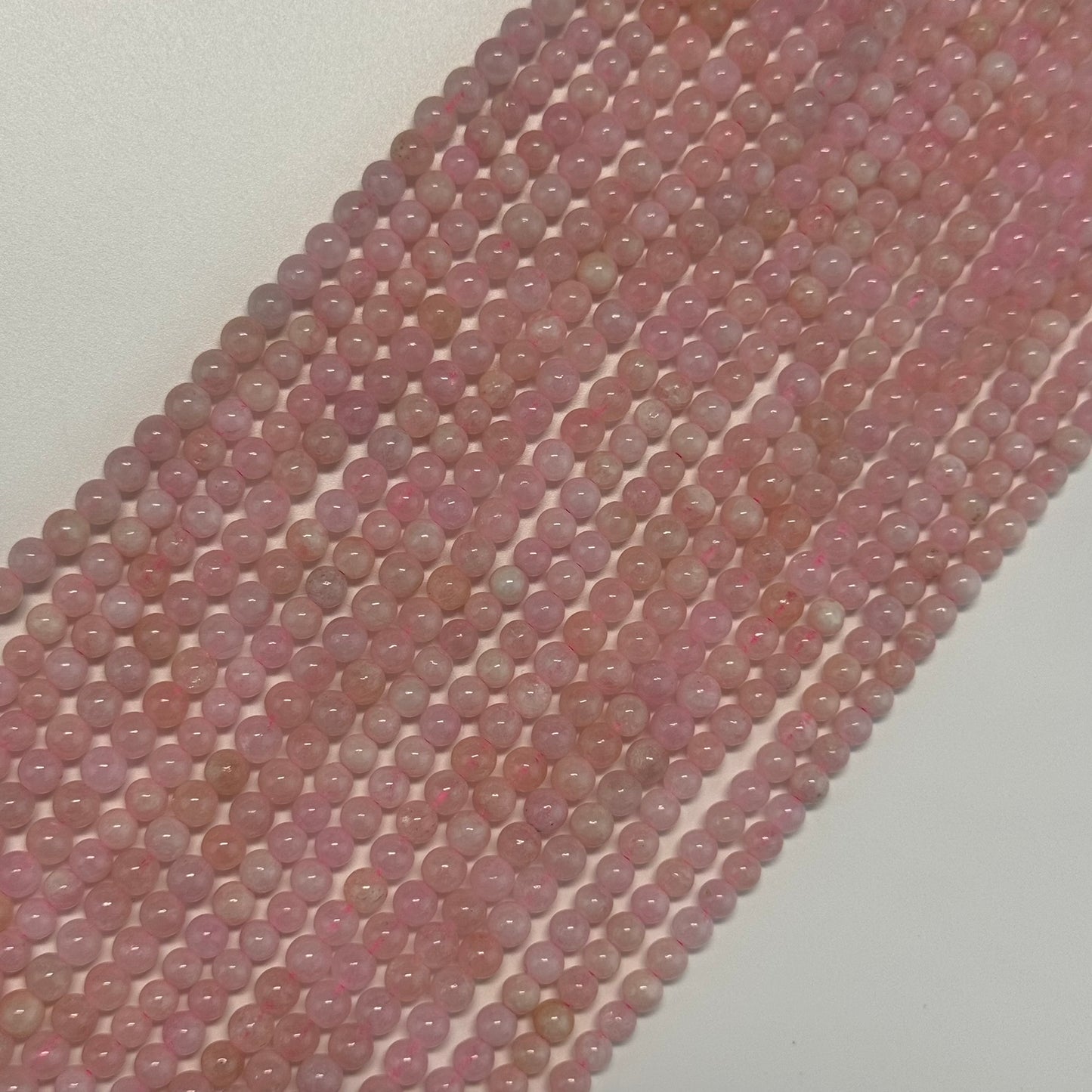 Morganite Polished Round Beads - (AA Quality)