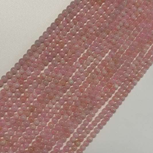Morganite Polished Round Beads - (AA Quality)