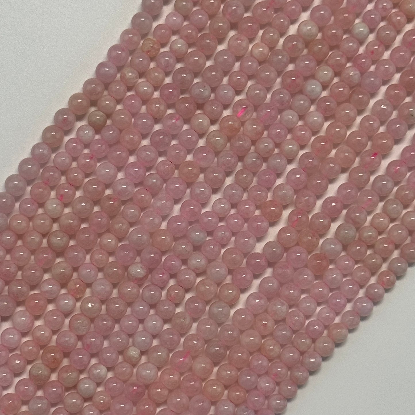 Morganite Polished Round Beads - (AA Quality)
