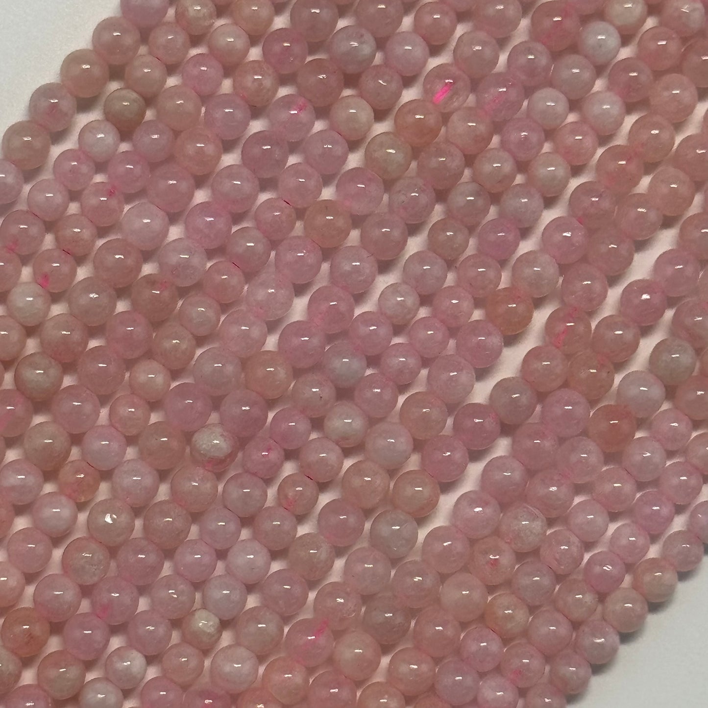 Morganite Polished Round Beads - (AA Quality)