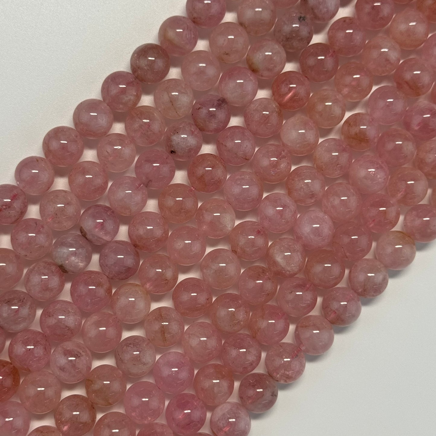Morganite Polished Round Beads - (AAAA Quality)