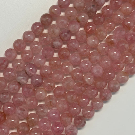 Morganite Polished Round Beads - (AAAA Quality)