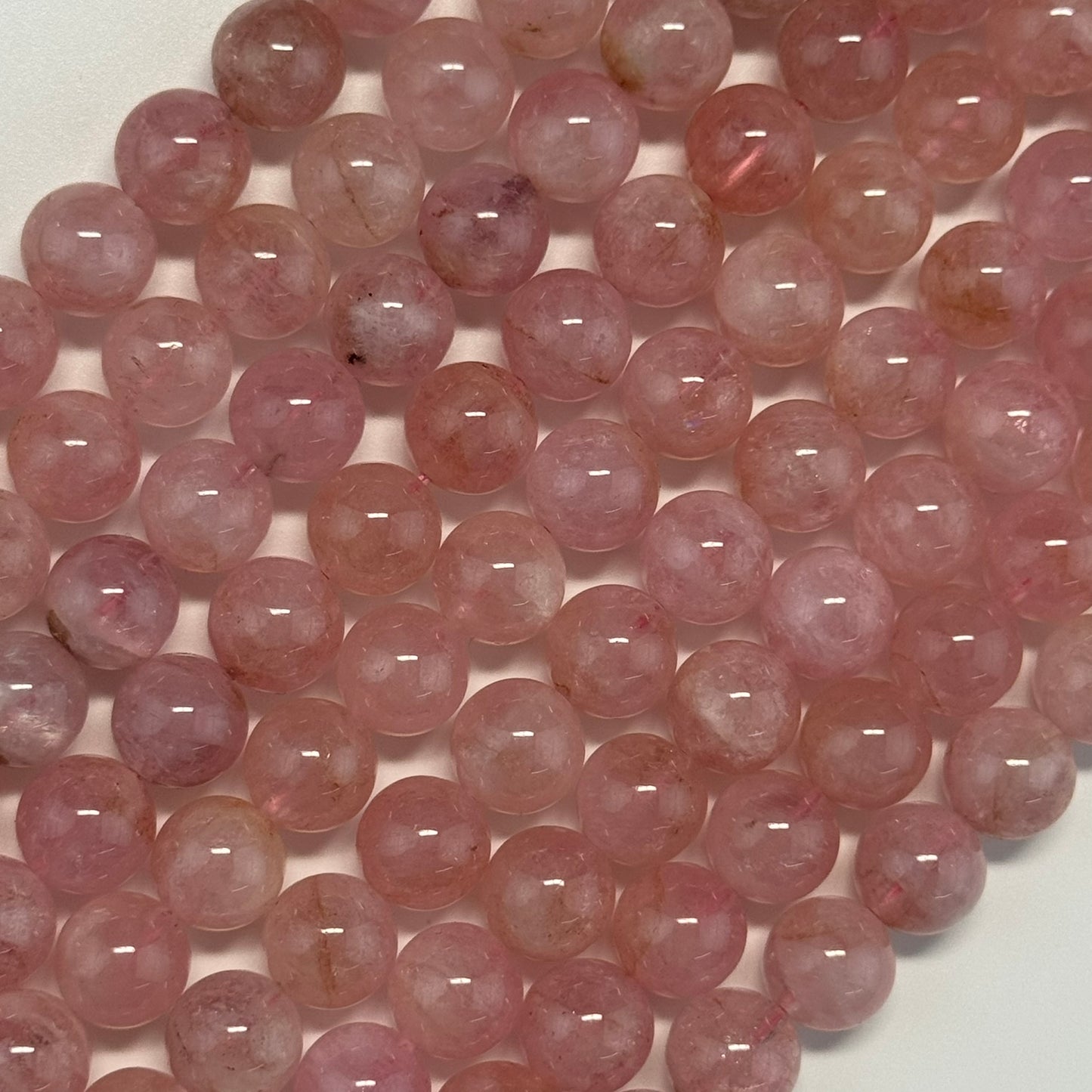 Morganite Polished Round Beads - (AAAA Quality)