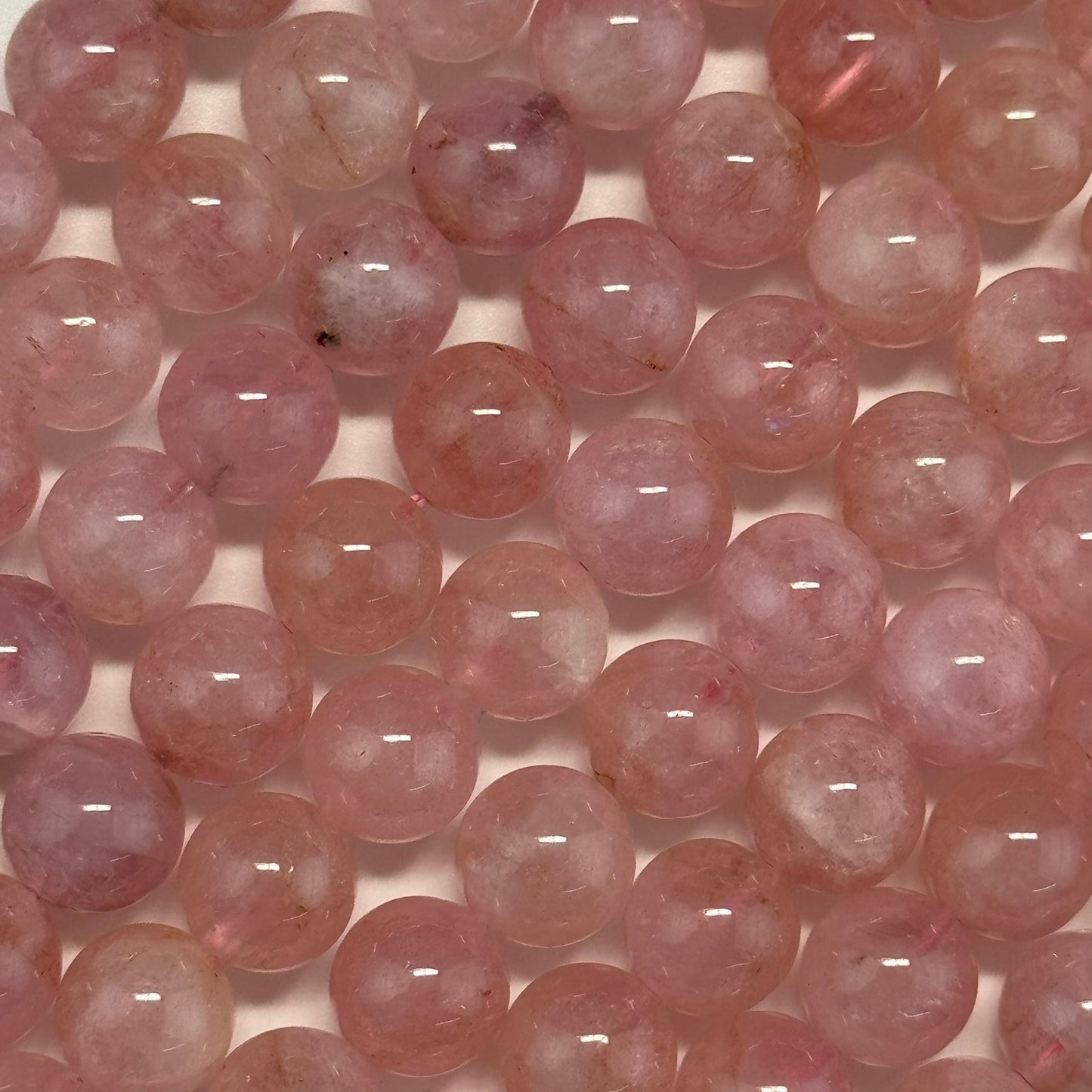 Morganite Polished Round Beads - (AAAA Quality)