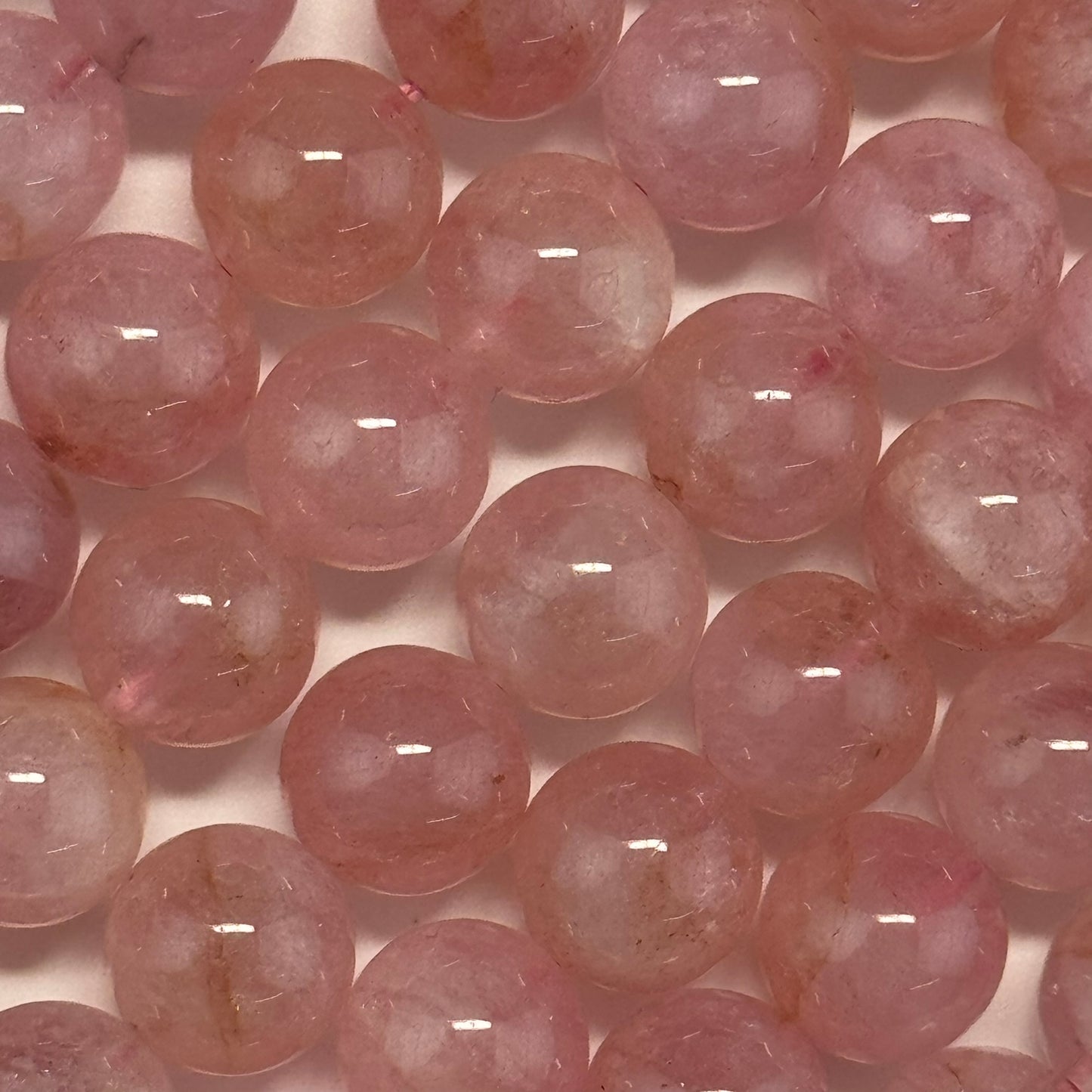 Morganite Polished Round Beads - (AAAA Quality)