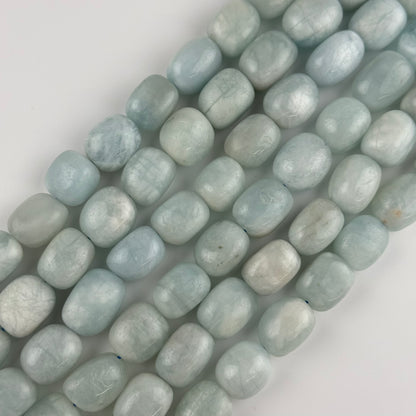 Aquamarine Candy Smooth Barrel Shaped Gemstone Beads - (A Quality)