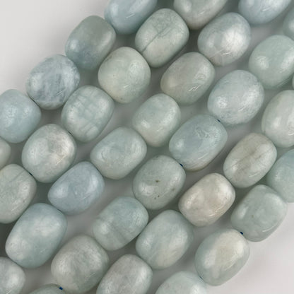Aquamarine Candy Smooth Barrel Shaped Gemstone Beads - (A Quality)