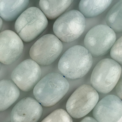 Aquamarine Candy Smooth Barrel Shaped Gemstone Beads - (A Quality)