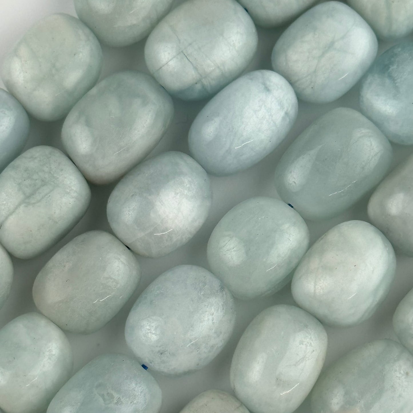 Aquamarine Candy Smooth Barrel Beads - (A Quality)