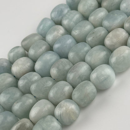 Aquamarine Candy Smooth Barrel Shaped Gemstone Beads - (A Quality)