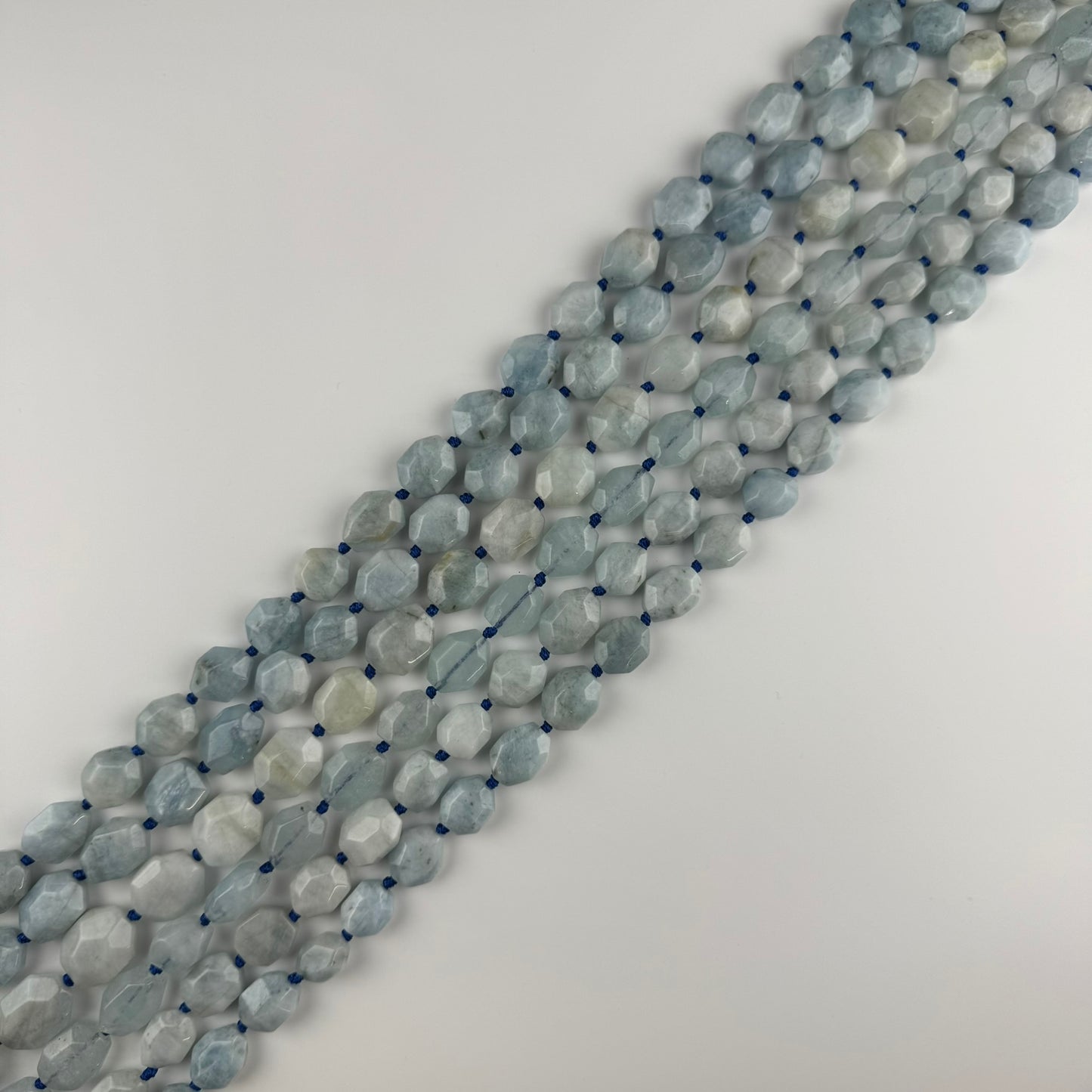 Aquamarine Dodecahedron Beads - (A Quality)