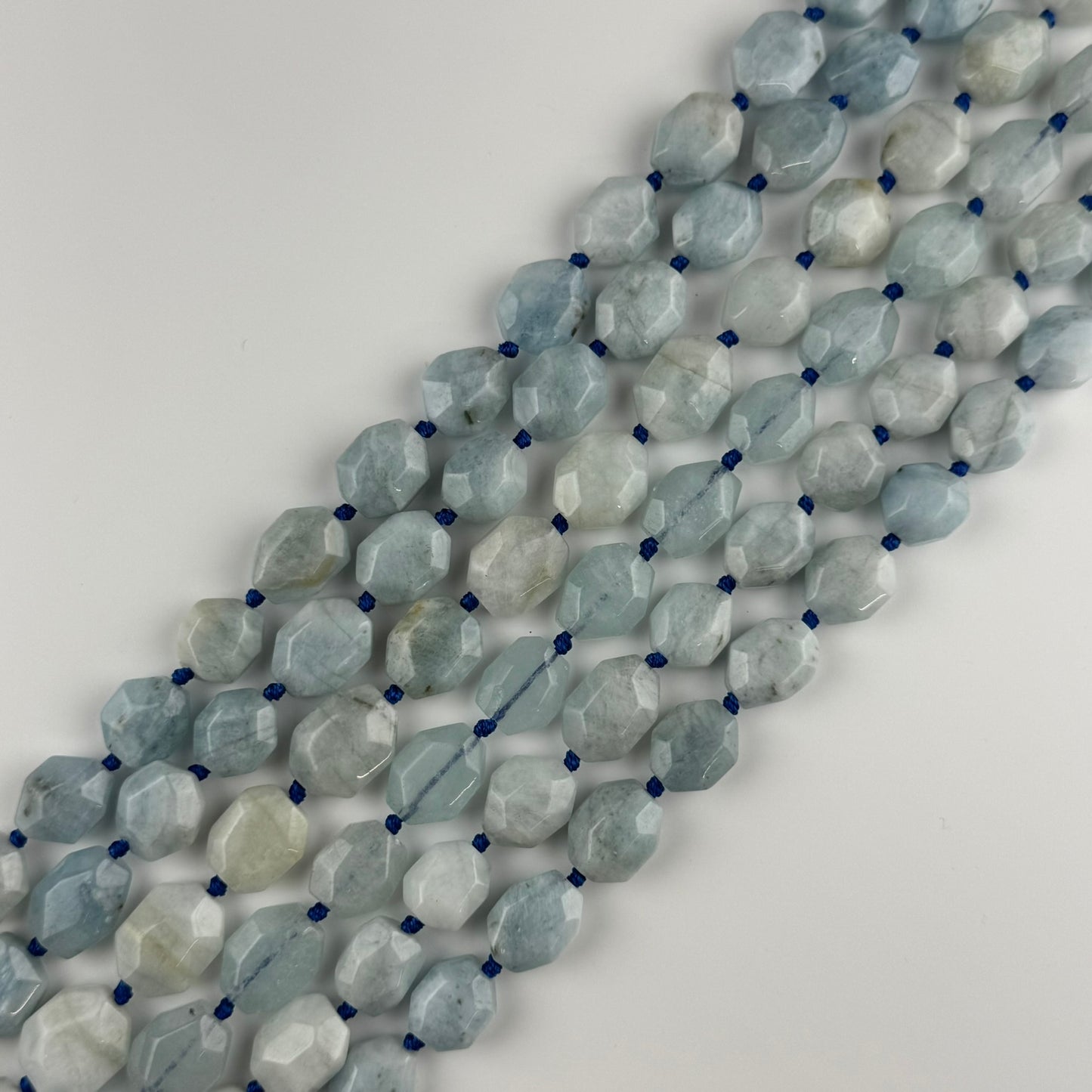 Aquamarine Faceted Hexagonal Shaped Beads - (A Quality)