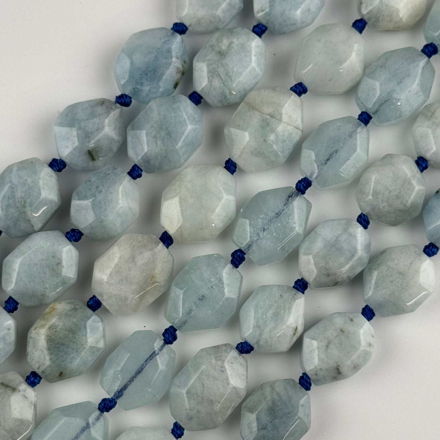 Aquamarine Faceted Hexagonal Shaped Beads - (A Quality)