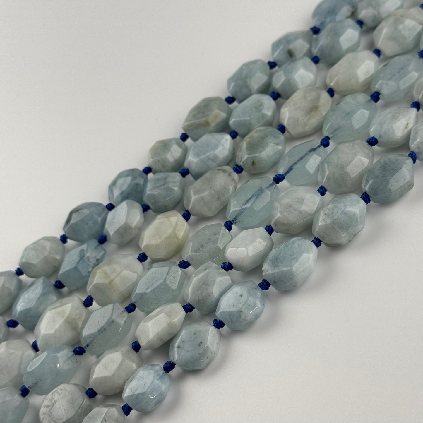 Aquamarine Faceted Hexagonal Shaped Beads - (A Quality)