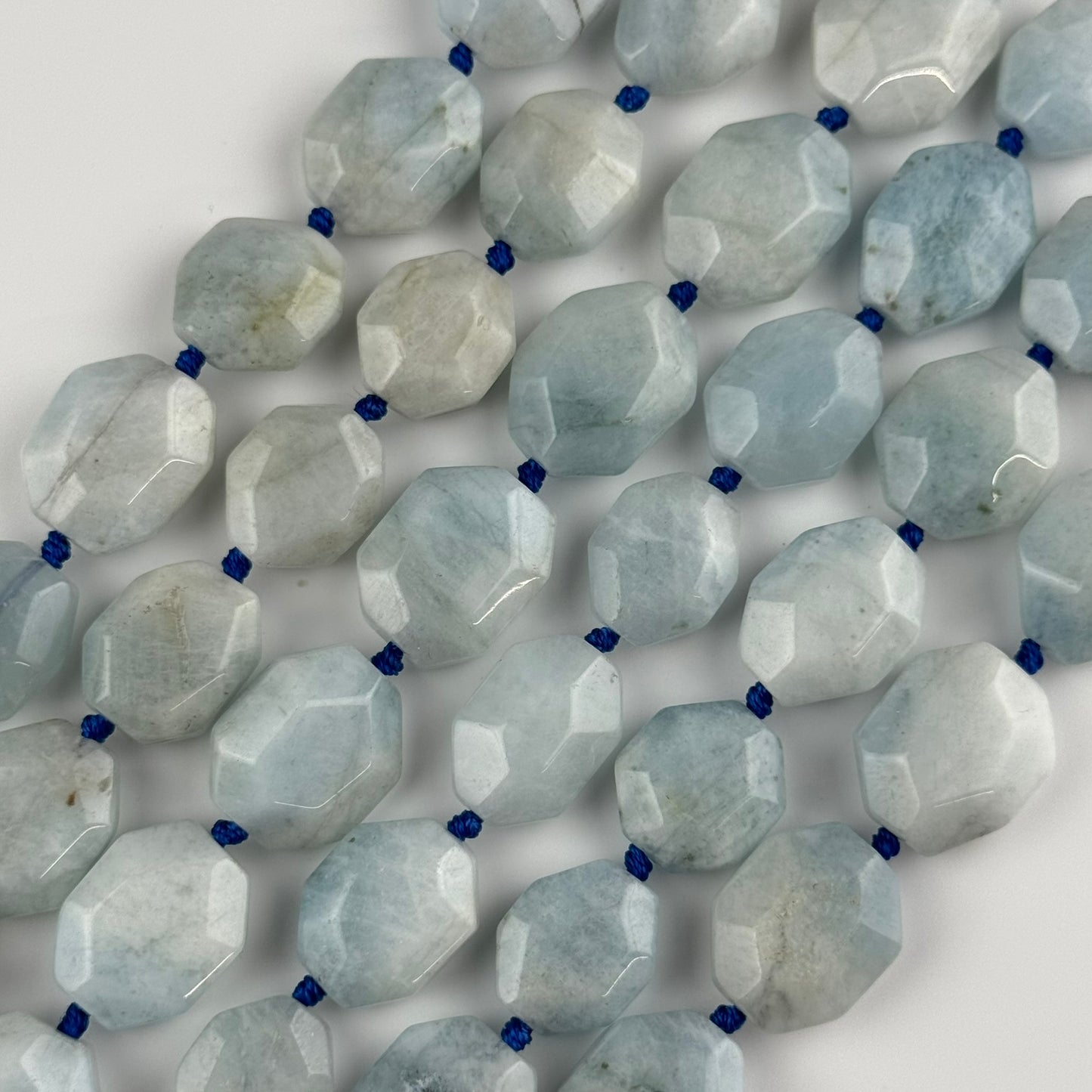 Aquamarine Faceted Hexagonal Shaped Beads - (A Quality)