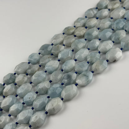 Aquamarine Barrel Shaped Gemstone Beads - (A Quality)