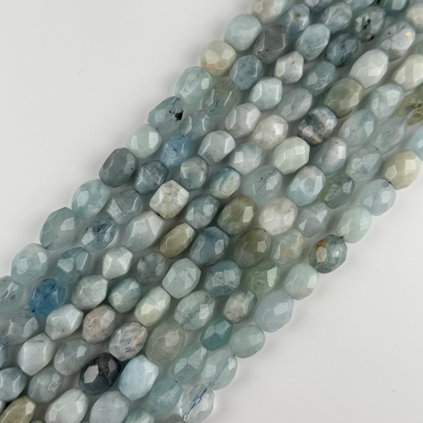 Aquamarine Barrel Shaped Beads - (A Quality)