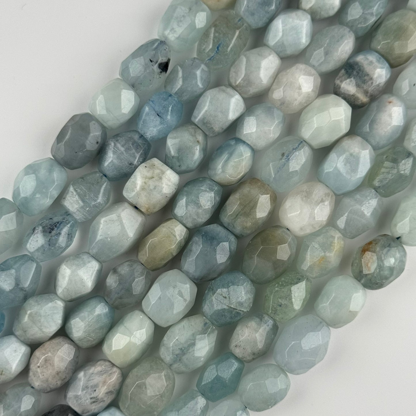 Aquamarine Barrel Shaped Beads - (A Quality)