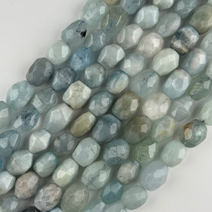Aquamarine Barrel Shaped Gemstone Beads - (A Quality)