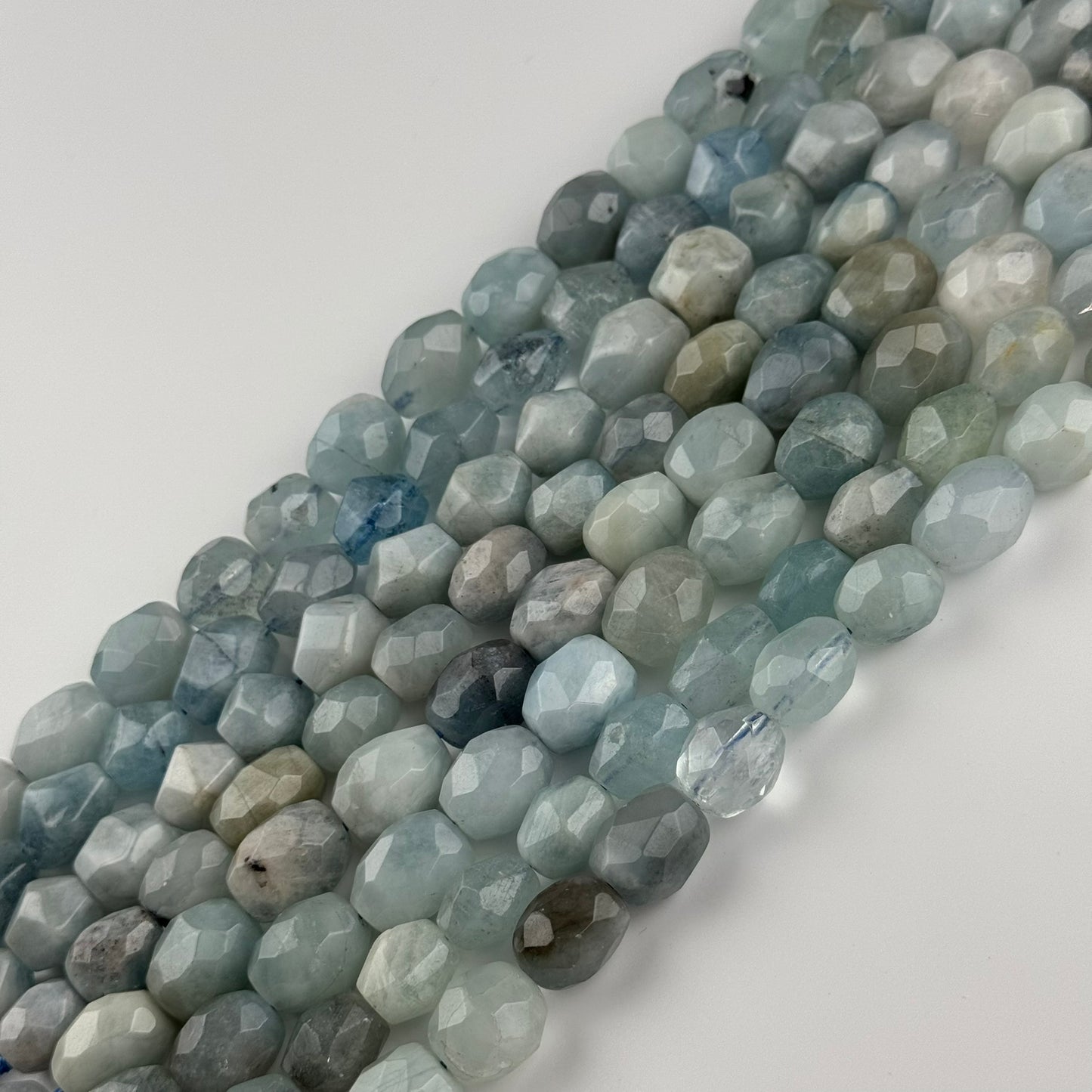 Aquamarine Barrel Shaped Beads - (A Quality)