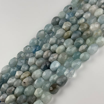 Aquamarine Barrel Shaped Gemstone Beads - (A Quality)