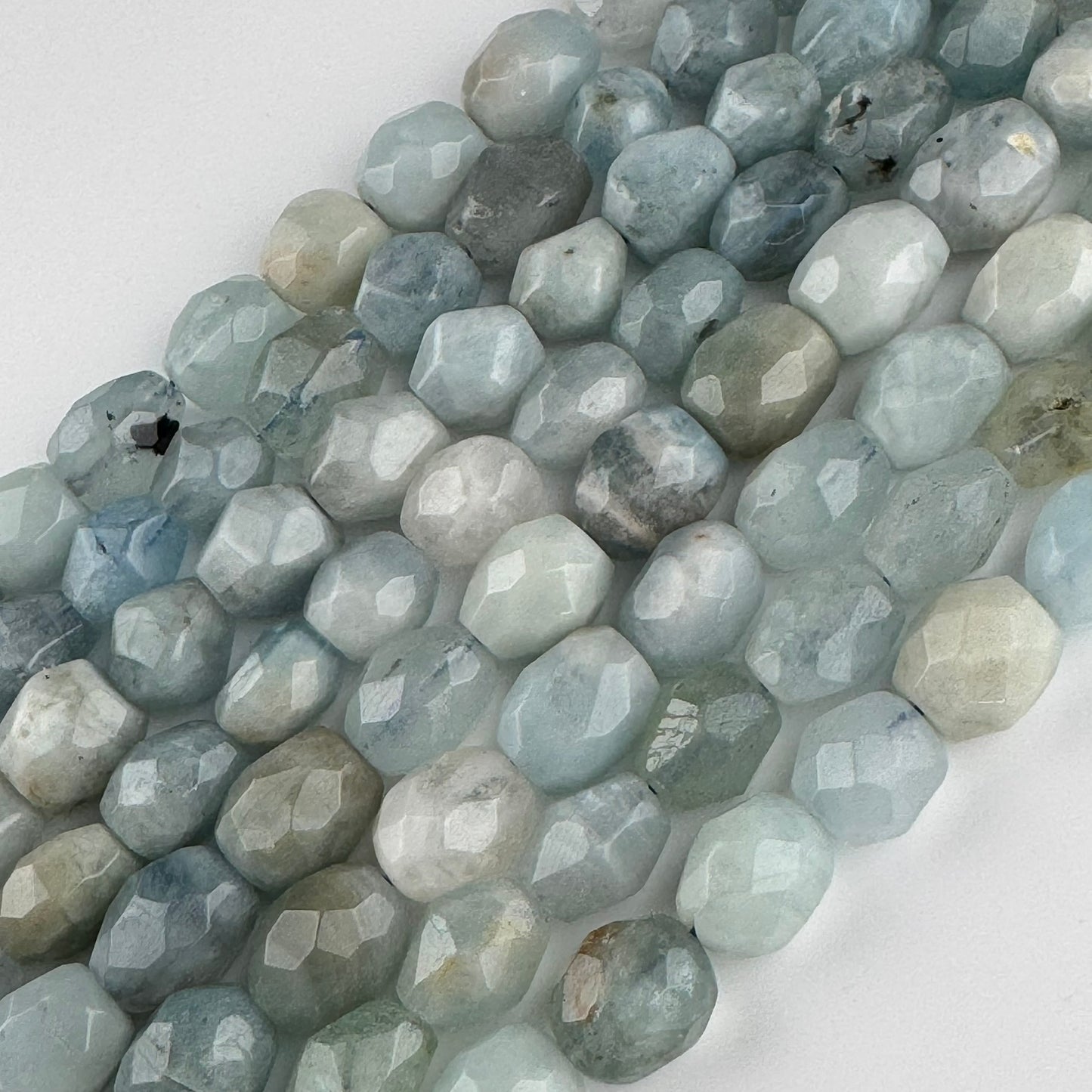 Aquamarine Barrel Shaped Beads - (A Quality)