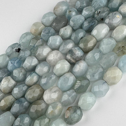 Aquamarine Barrel Shaped Gemstone Beads - (A Quality)