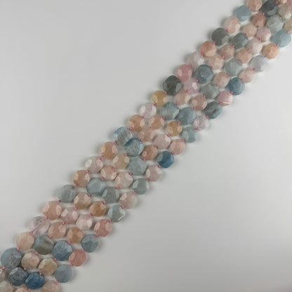 Aquamarine Morganite Faceted Cusion-Cut Gemstone Beads - (A Quality)