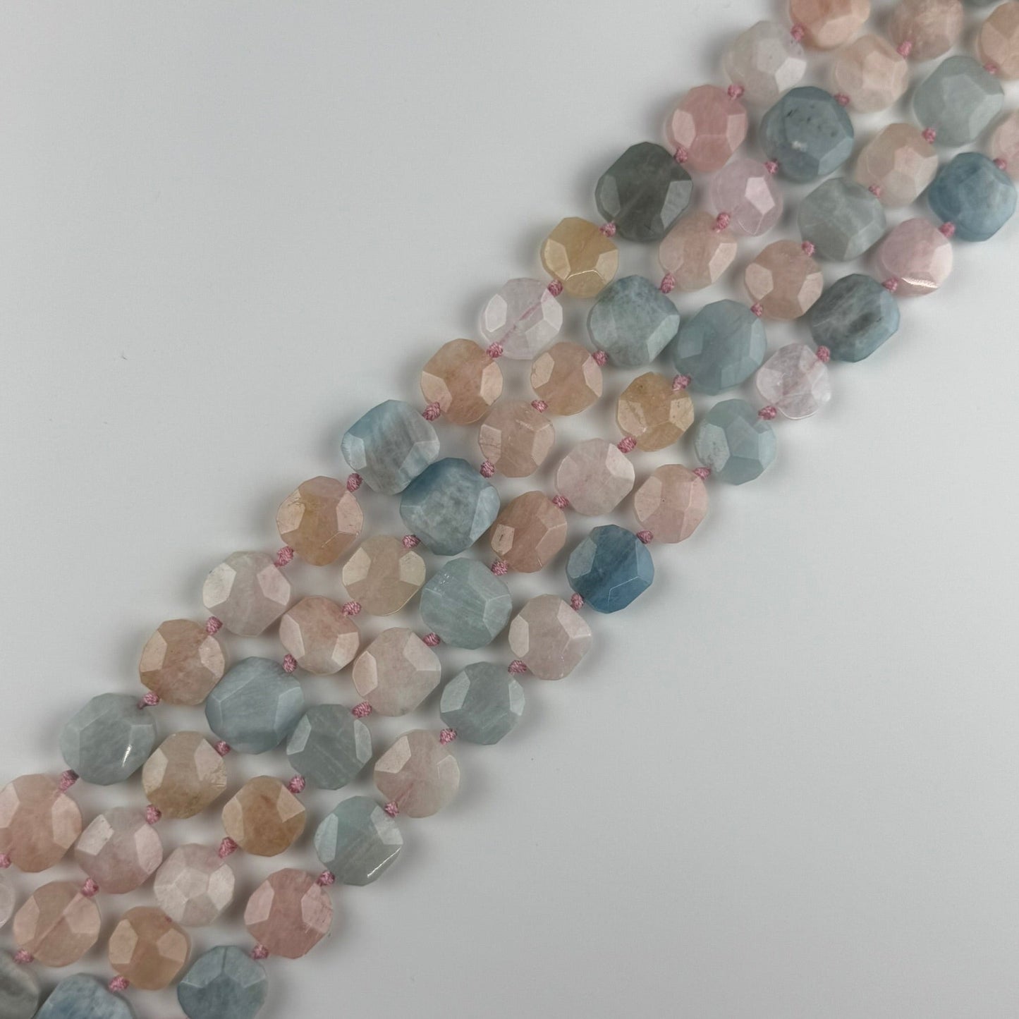 Aquamarine Morganite Faceted Cusion-Cut Beads - (A Quality)