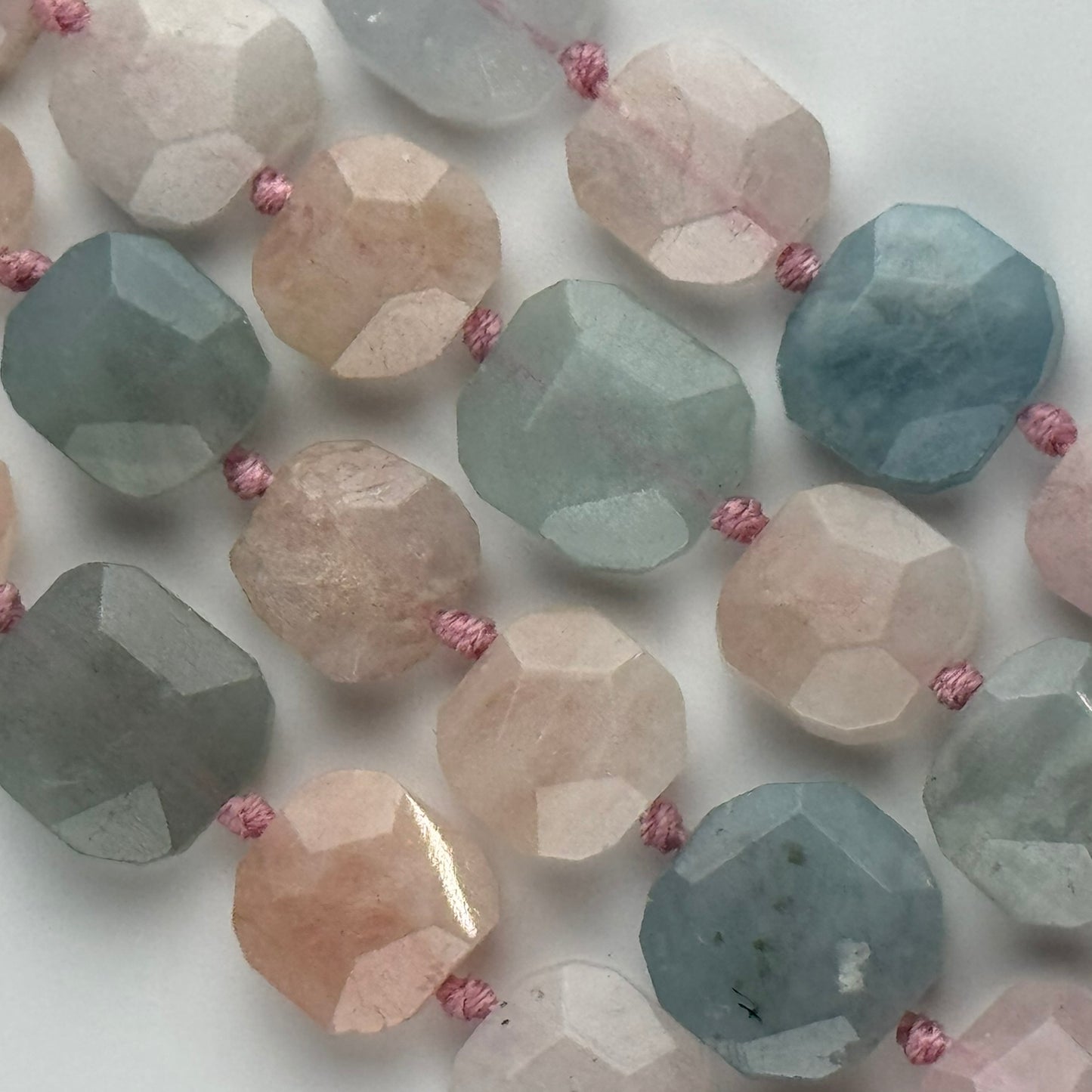 Aquamarine Morganite Faceted Cusion-Cut Beads - (A Quality)