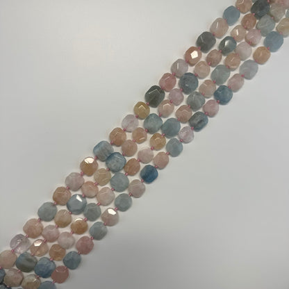 Aquamarine Morganite Faceted Cusion-Cut Gemstone Beads - (A Quality)