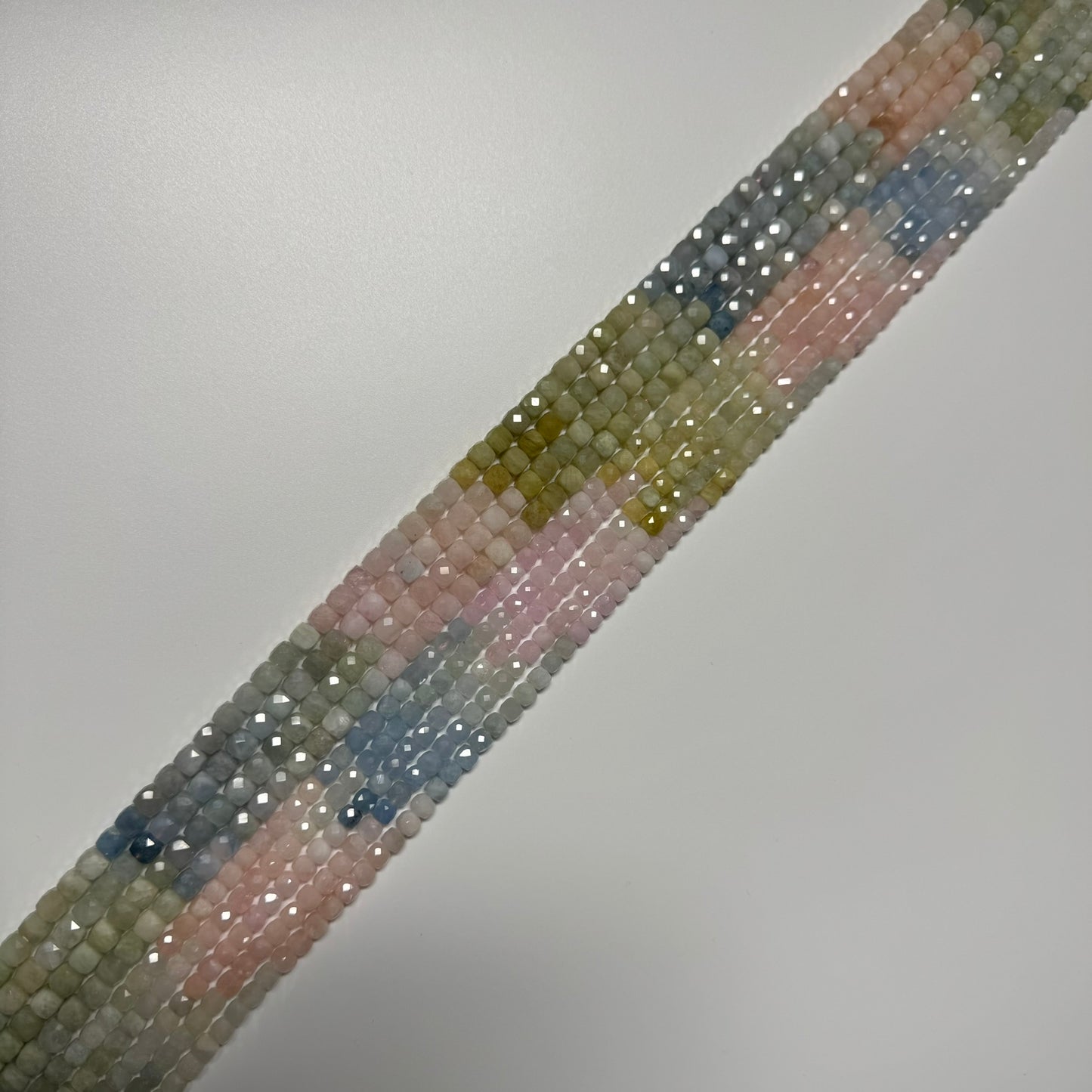 Aquamarine Morganite Square Beads - (AA Quality)