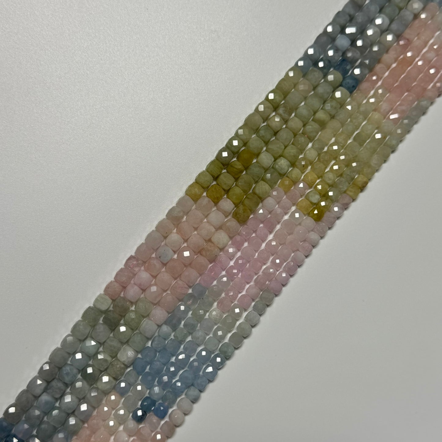 Aquamarine Morganite Square Beads - (AA Quality)