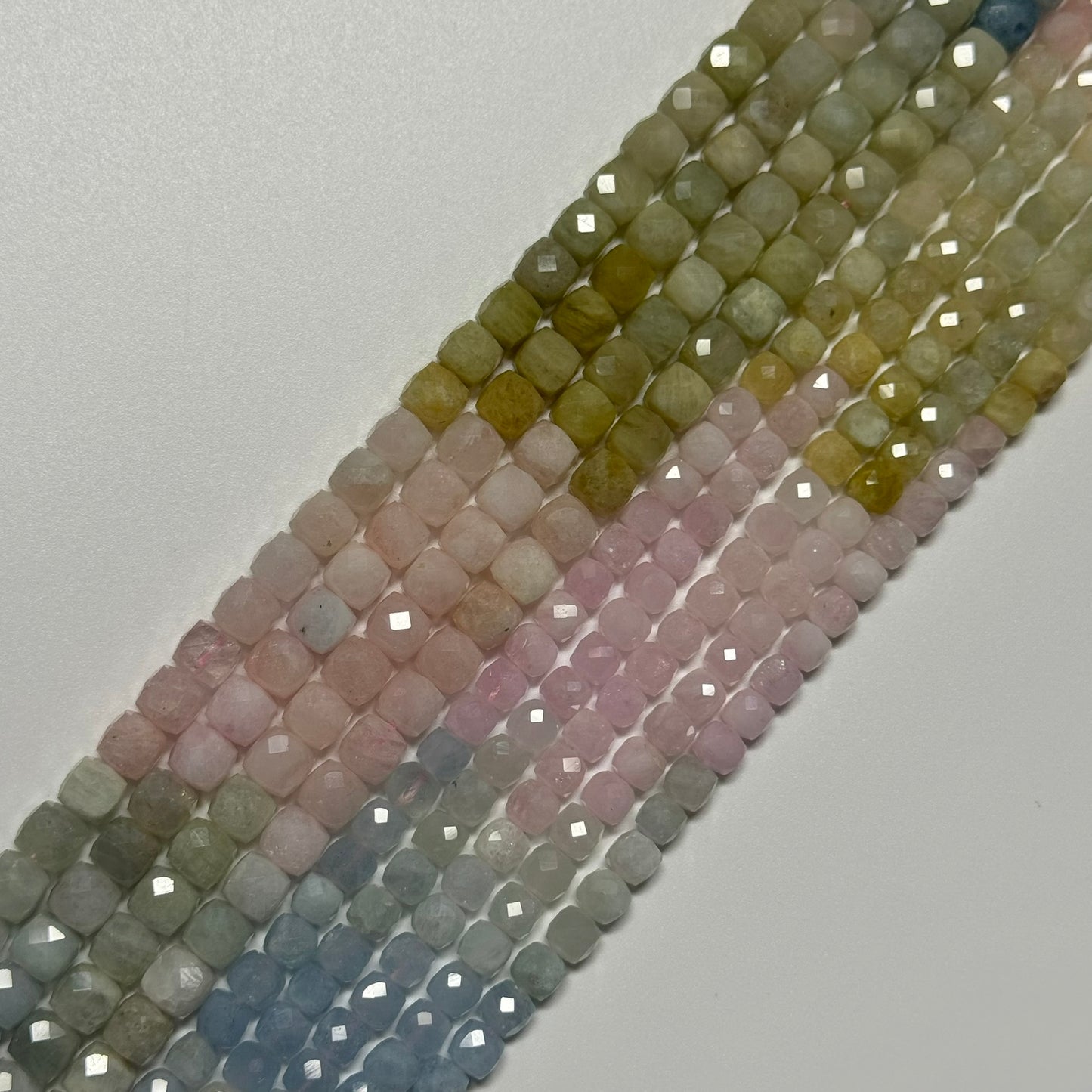 Aquamarine Morganite Square Beads - (AA Quality)