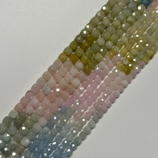 Aquamarine Morganite Square Beads - (AA Quality)