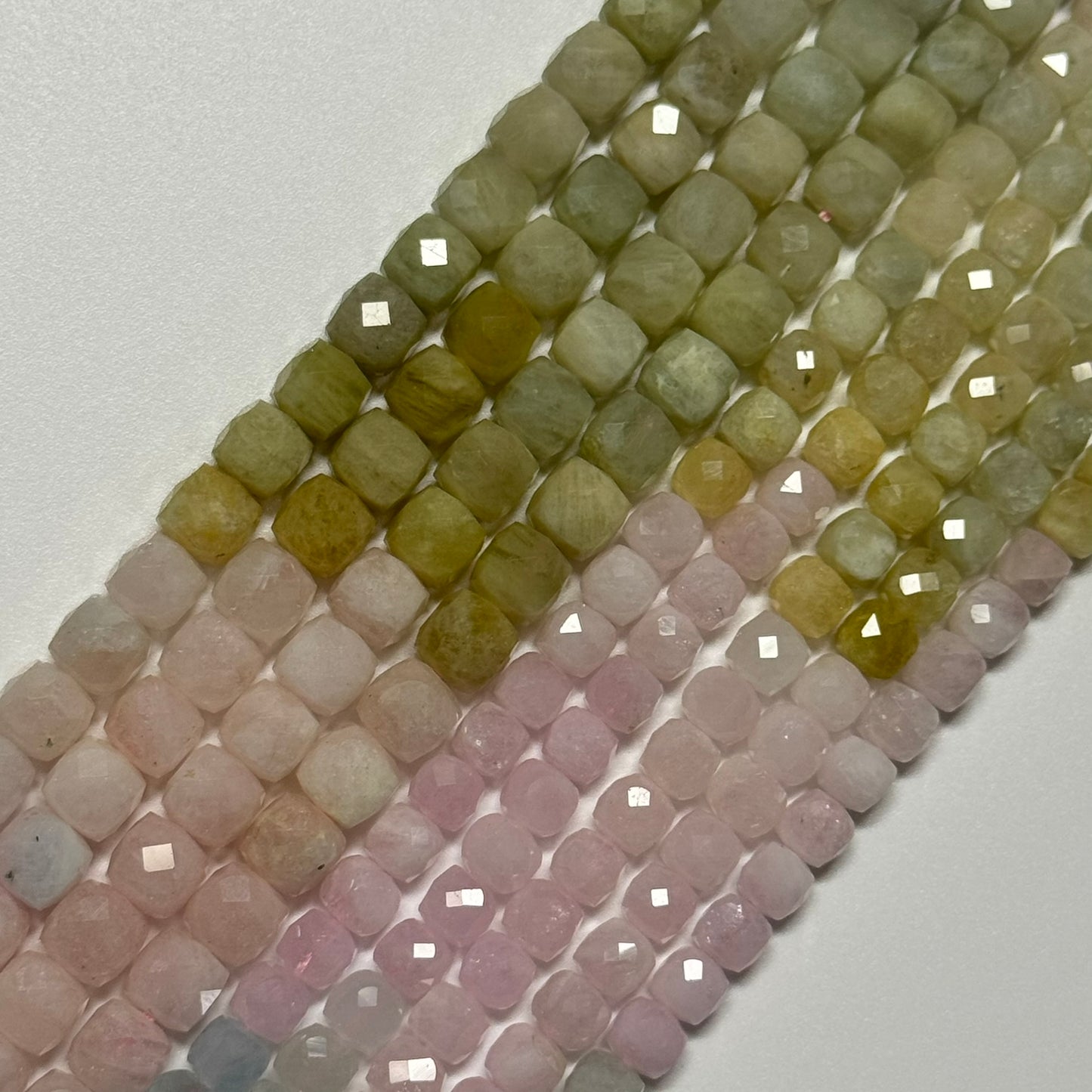 Aquamarine Morganite Square Beads - (AA Quality)