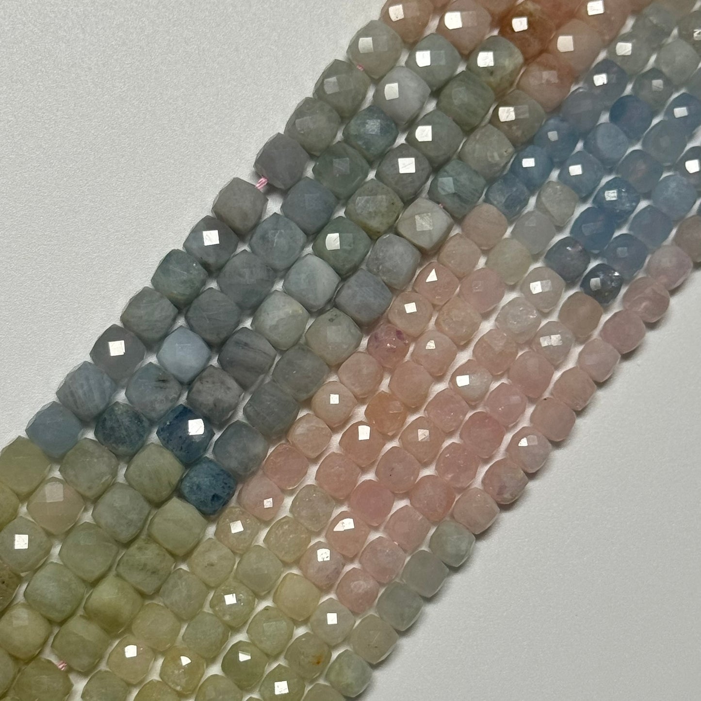 Aquamarine Morganite Square Beads - (AA Quality)