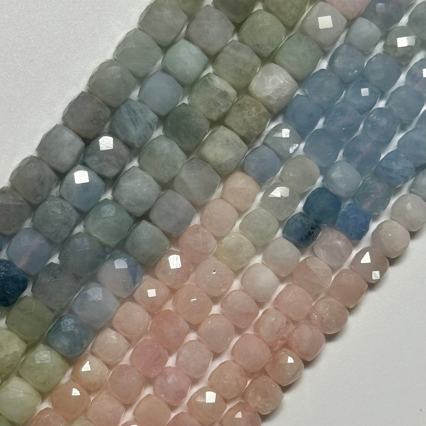 Aquamarine Morganite Square Beads - (AA Quality)