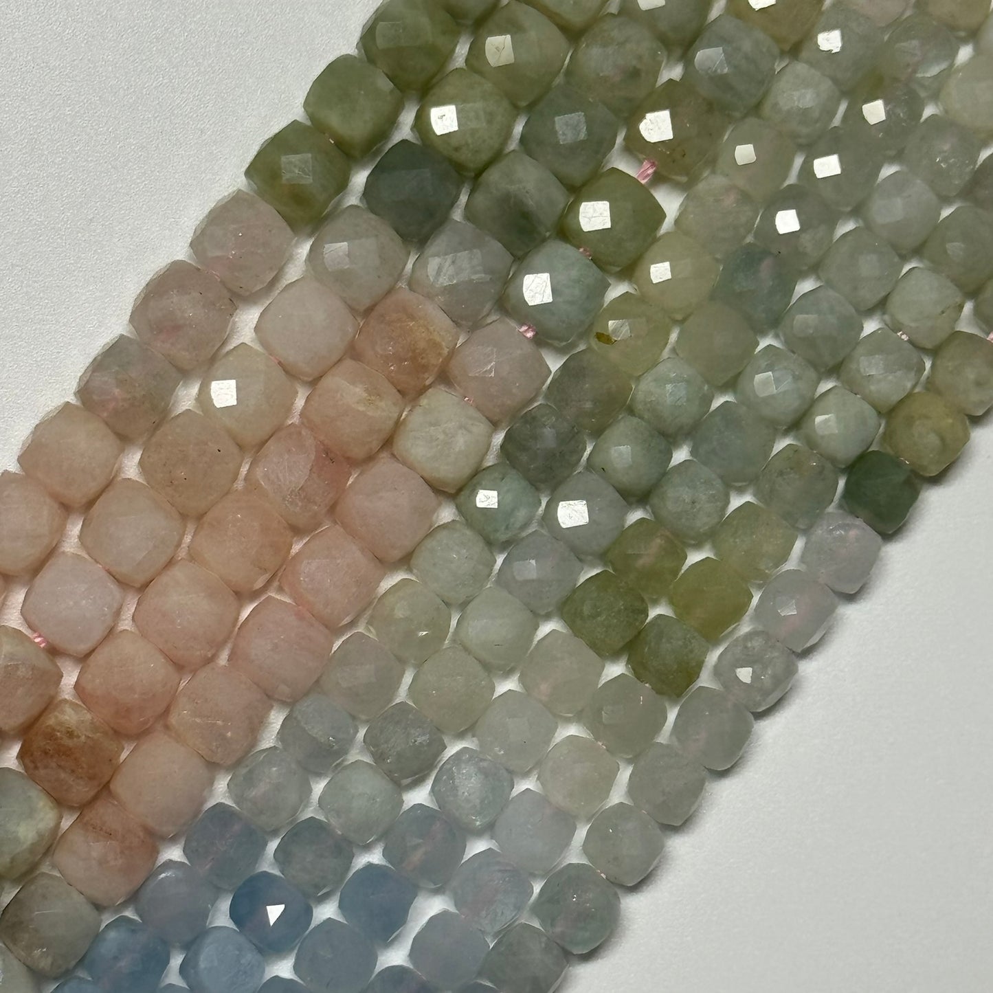 Aquamarine Morganite Square Beads - (AA Quality)