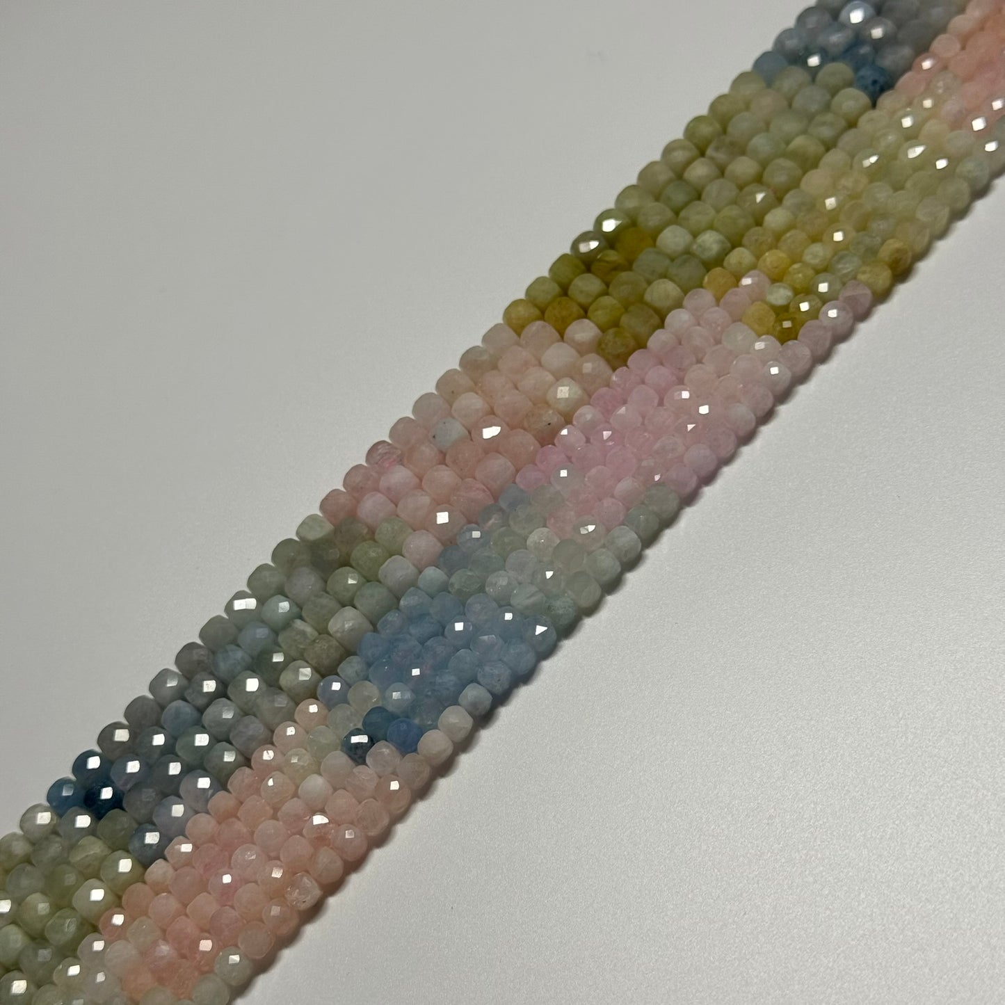 Aquamarine Morganite Square Beads - (AA Quality)