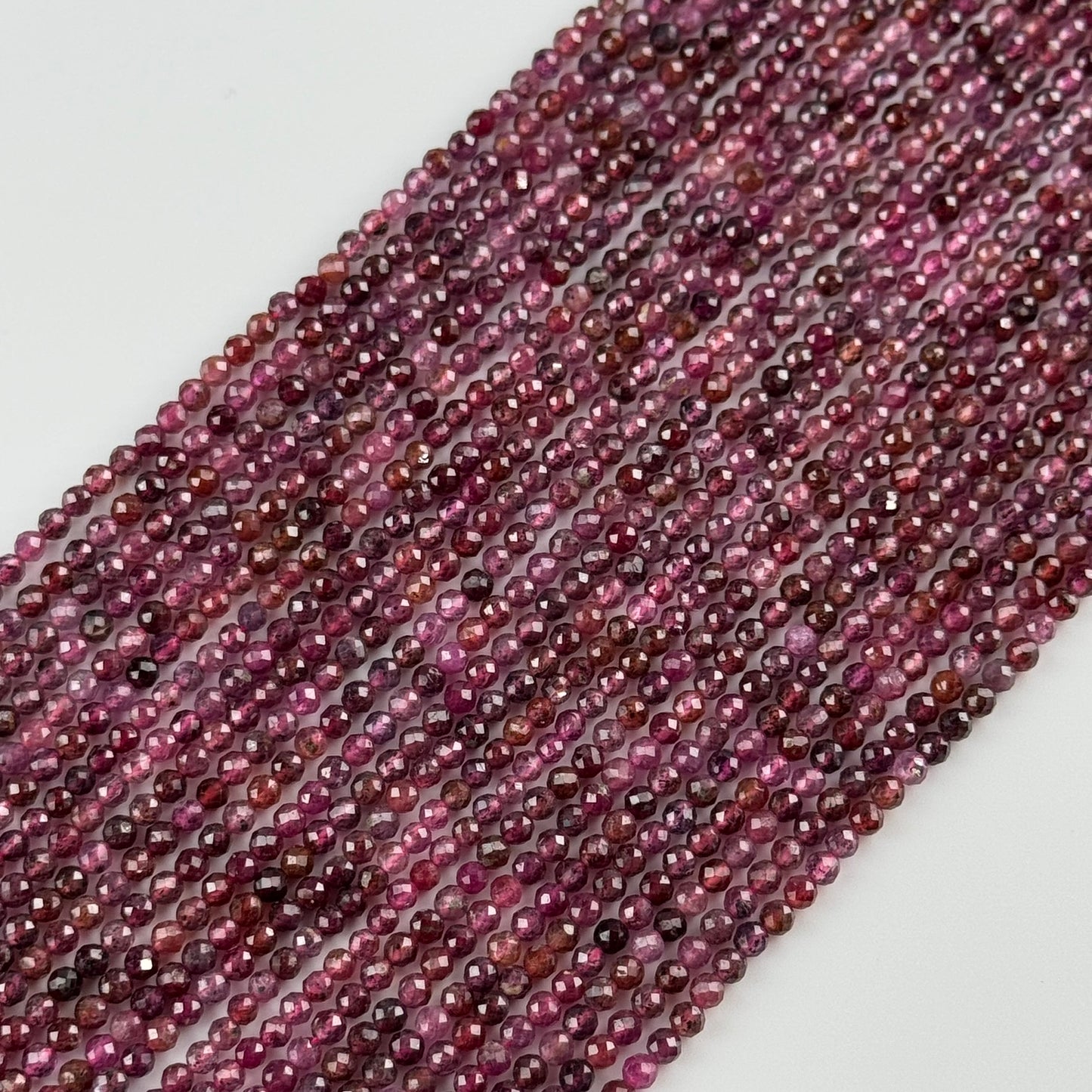 Ruby Faceted Round Stone Beads - (AA Quality)