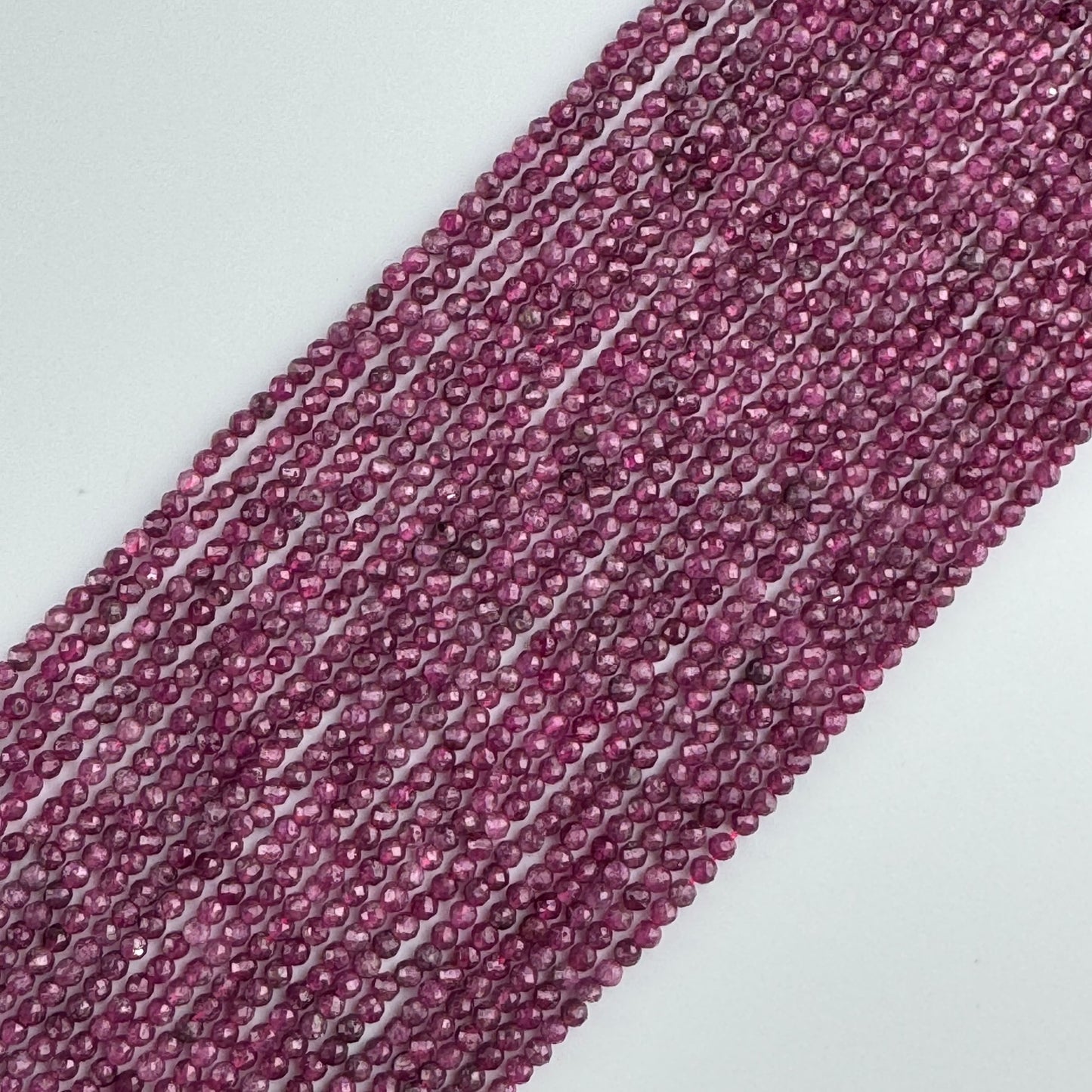 Ruby Glass Filled Faceted Round Stone Beads - (B Quality)