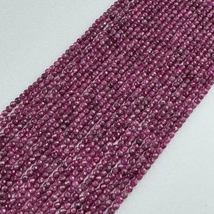 Ruby Glass Filled Faceted Round Stone Beads - (B Quality)